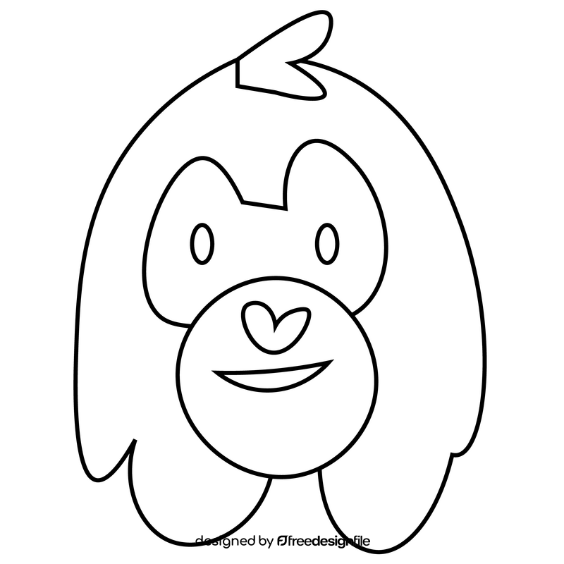 Orangutan head drawing black and white clipart