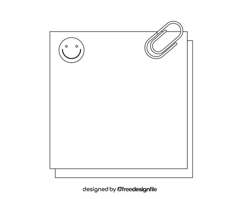 Cartoon sticky notes black and white clipart