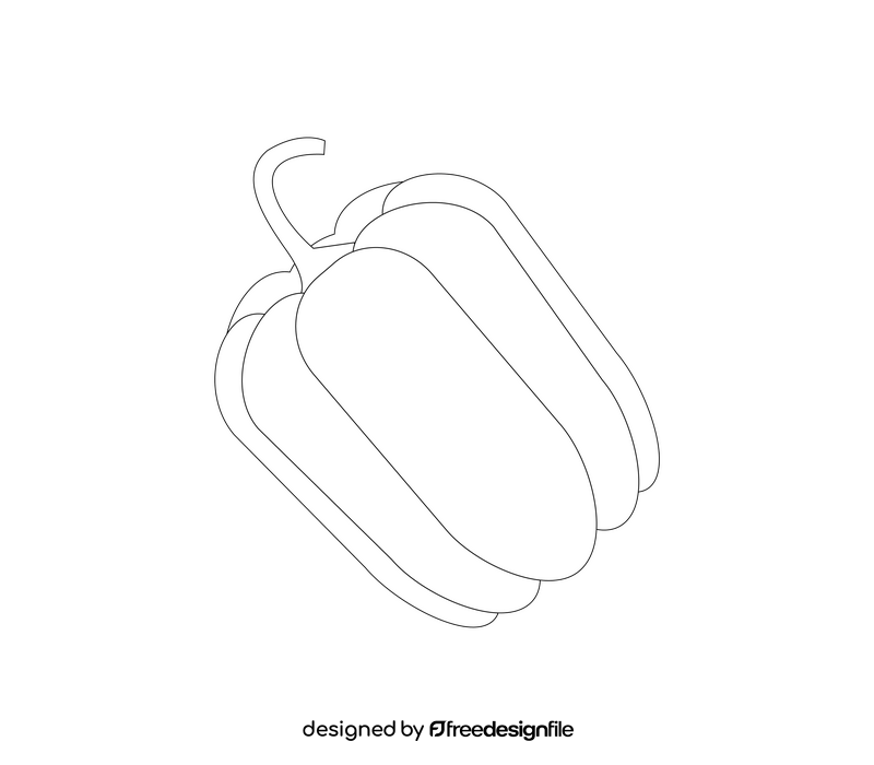 Red bell pepper cartoon black and white clipart