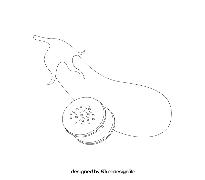 Fresh eggplant black and white clipart