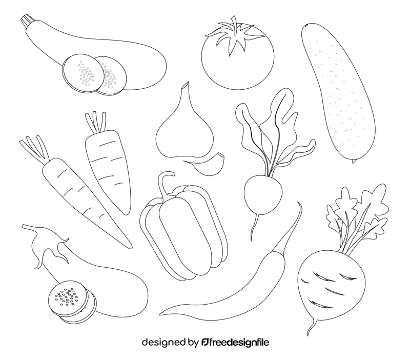 Fresh vegetables black and white vector