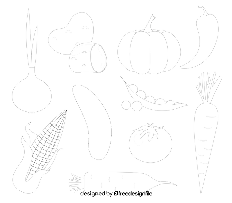 Vegetables black and white vector