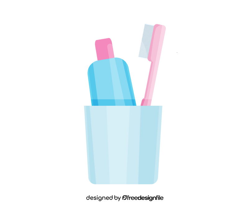 Glass for toothbrush and toothpaste clipart