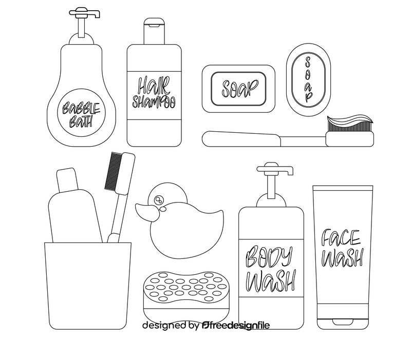 Hygiene items black and white vector