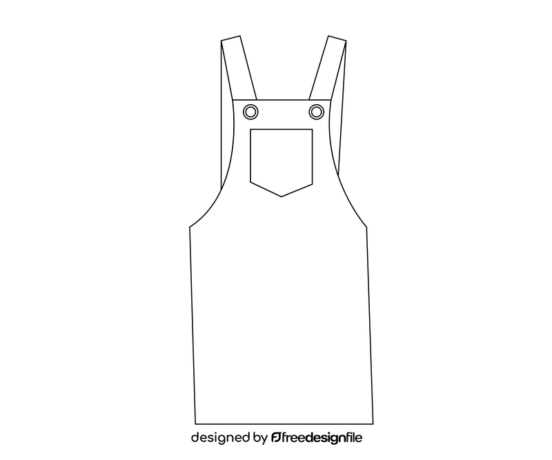 Girls overalls cartoon black and white clipart