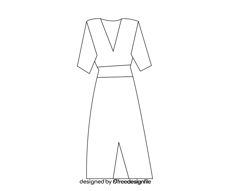 Long dress illustration black and white clipart