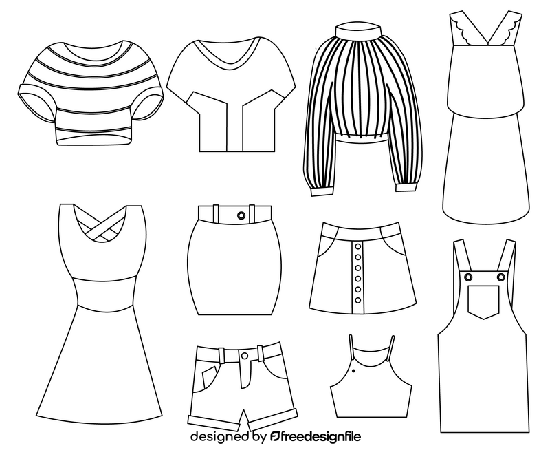 Women wear set, women clothes black and white vector