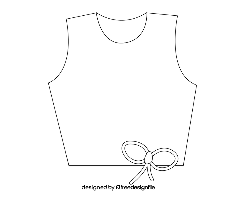 Crop top sleeveless black and white clipart
