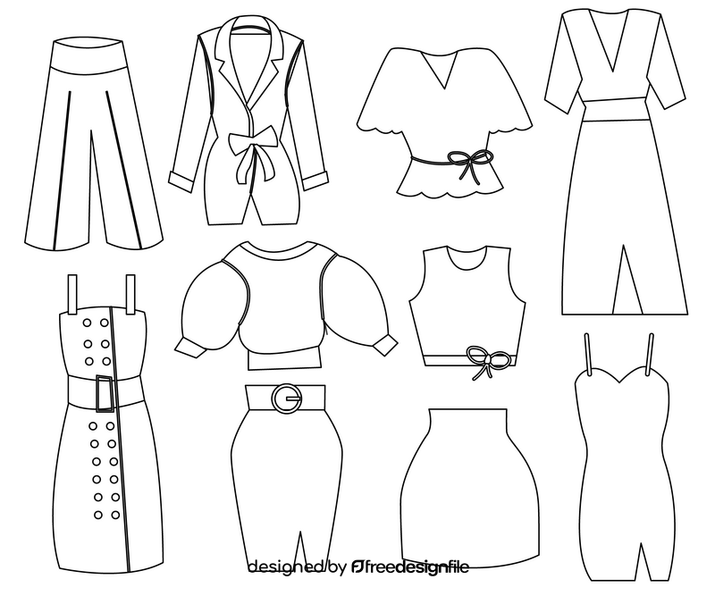 Girls wear set, girls clothes black and white vector