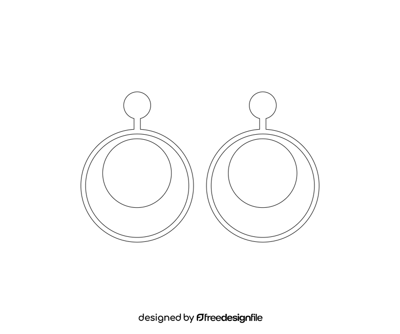 Beaded round earrings black and white clipart