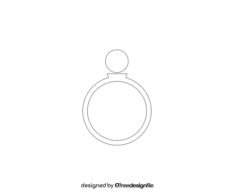 Gold ring drawing black and white clipart