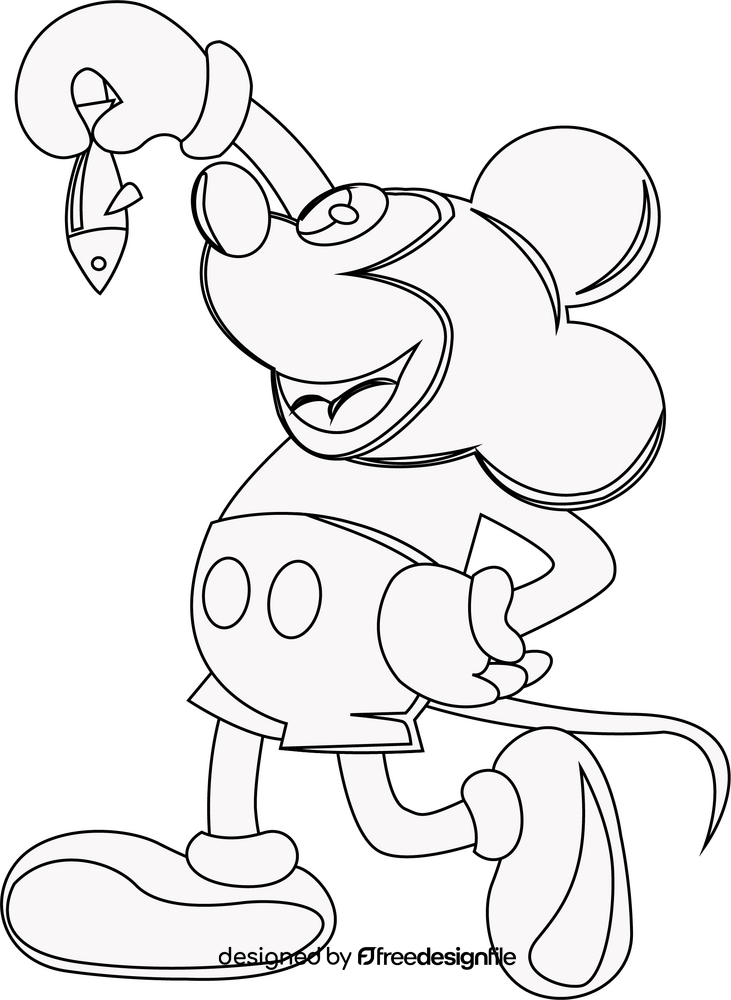 Mickey mouse black and white clipart