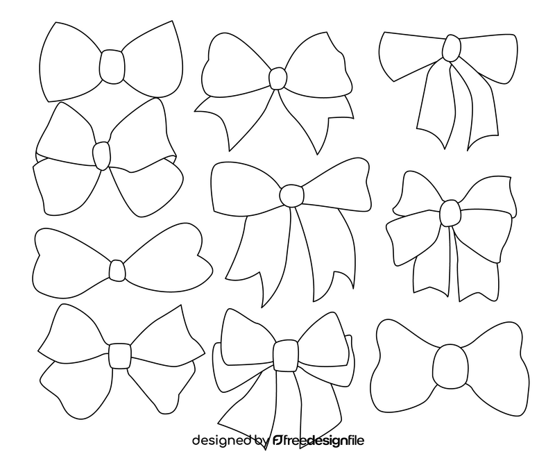Decorative bow ties black and white vector