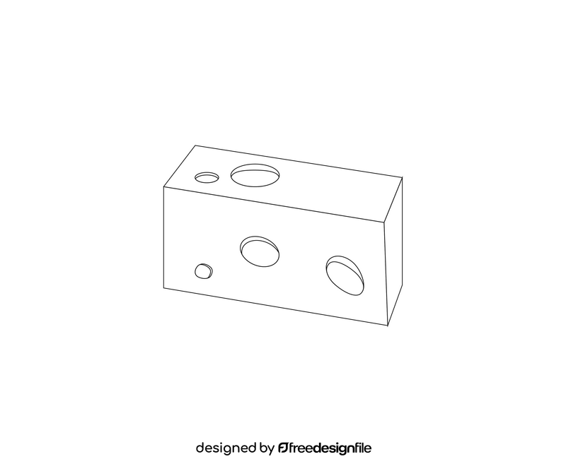 Cheese cube black and white clipart