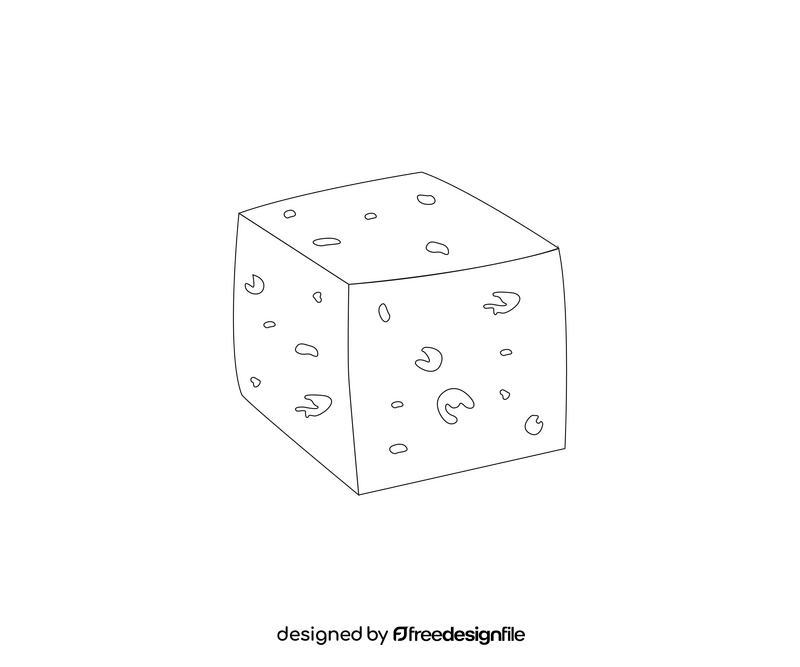 Feta cheese cube black and white clipart