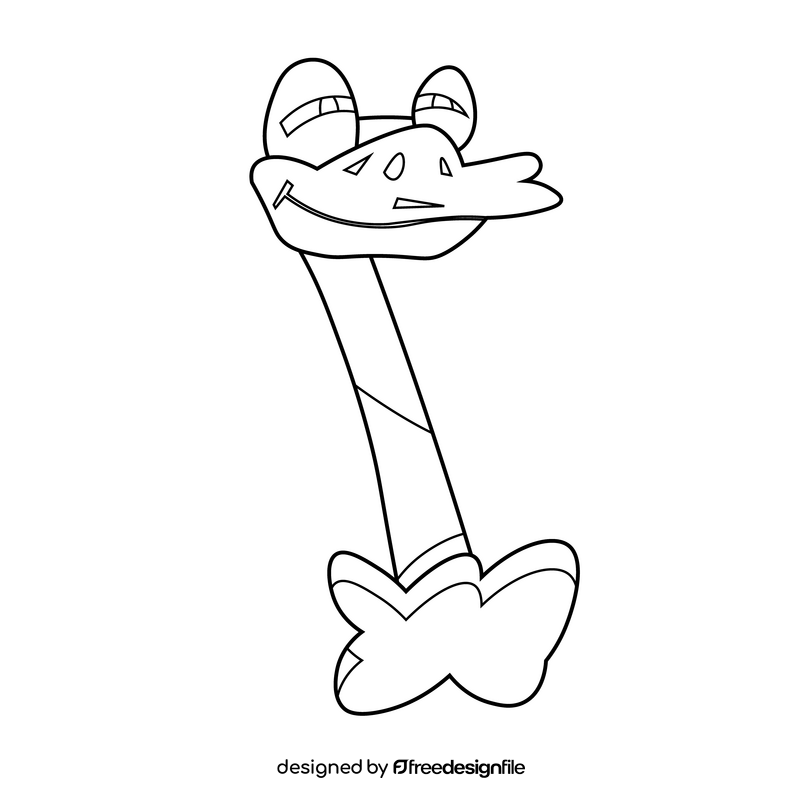 Cute ostrich smile black and white clipart