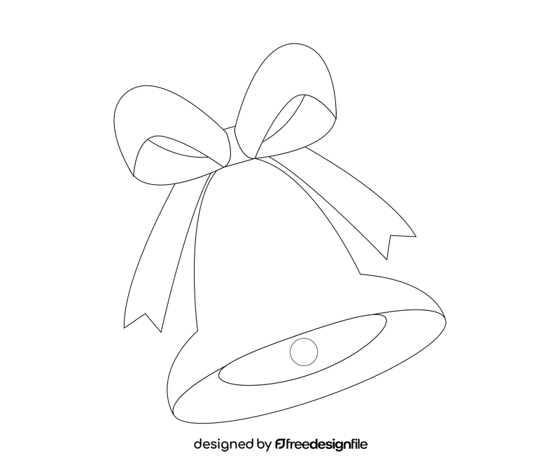 Christmas bell with ribbon bow black and white clipart