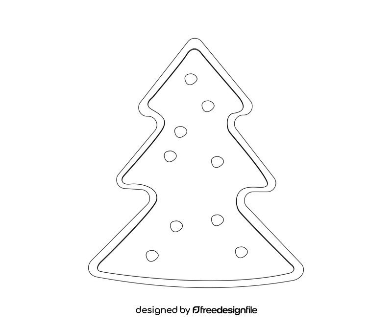 Gingerbread Christmas tree black and white clipart