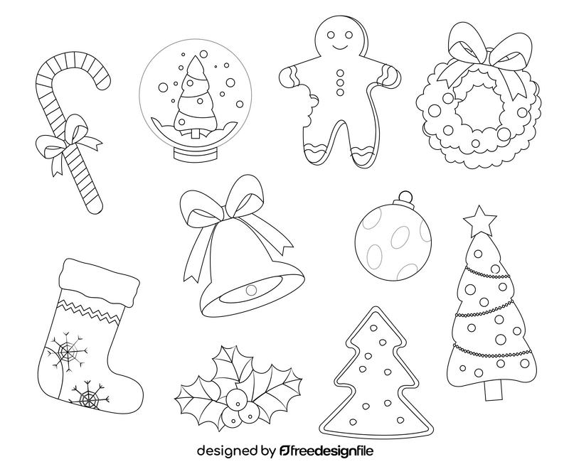 Free christmas black and white vector