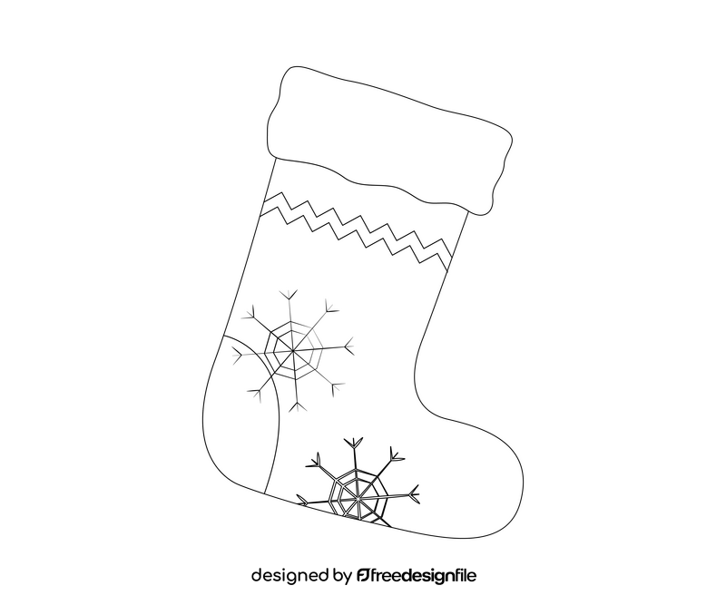 Cartoon Christmas boot black and white clipart