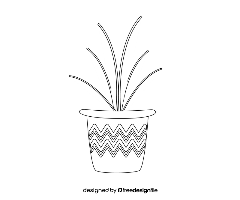 Free plant in a pot black and white clipart