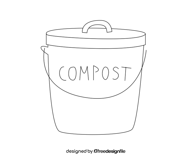 Compost bucket black and white clipart