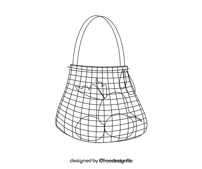 Eco friendly string bag black and white clipart