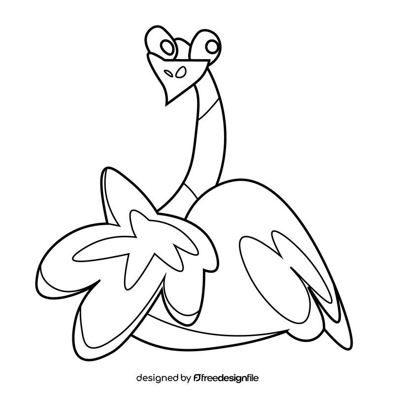 Ostrich torso black and white clipart