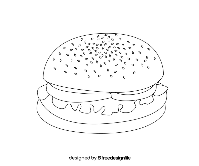 Cartoon hamburger black and white clipart