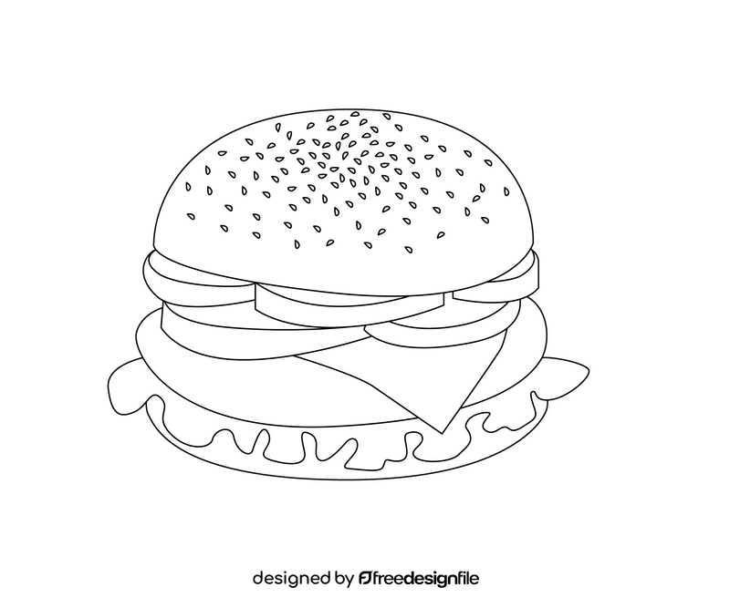 Free cheeseburger black and white clipart