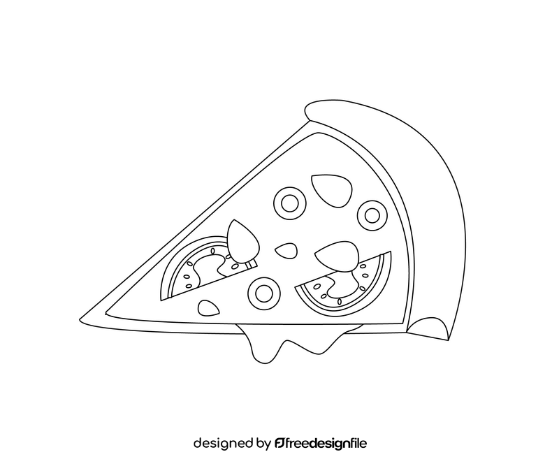 Pizza slice black and white clipart