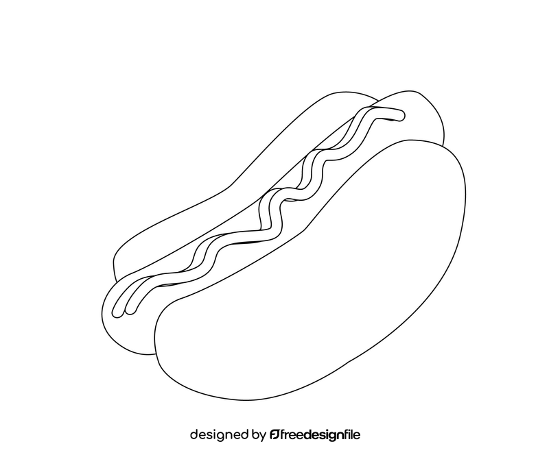 Cartoon hotdog black and white clipart