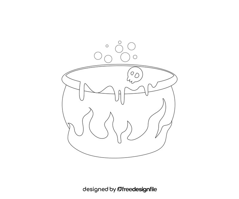 Witches cauldron black and white clipart