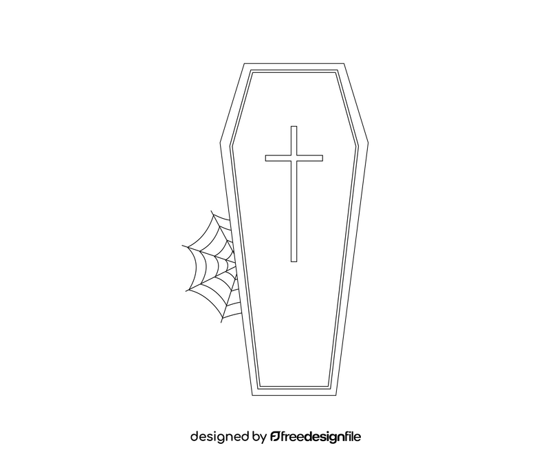 Halloween coffin illustration black and white clipart