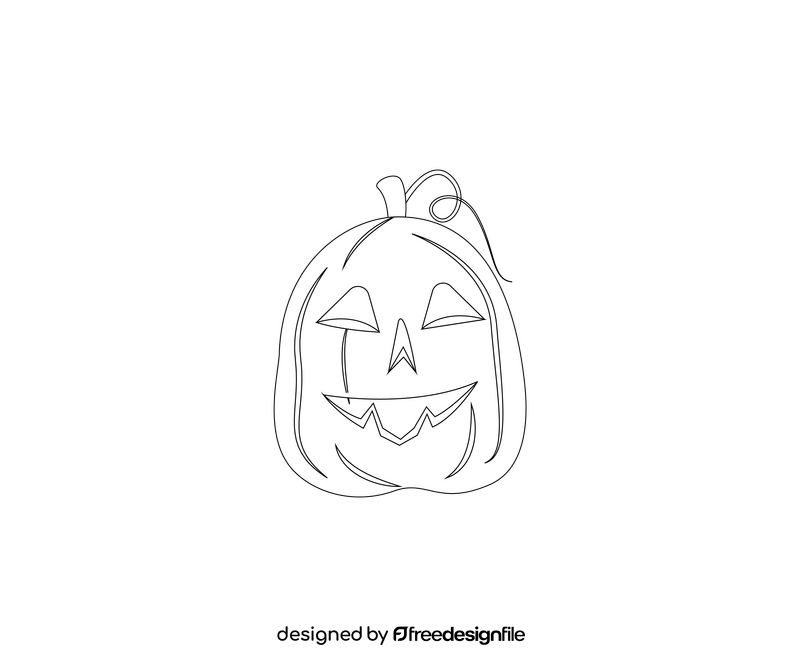 Halloween pumpkin illustration black and white clipart