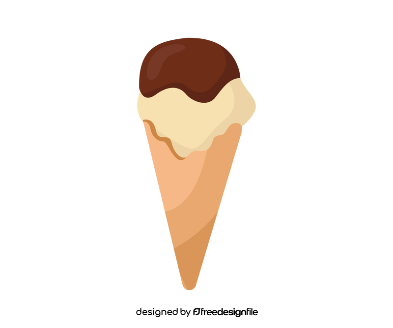 Chocolate glazed ice cream cone clipart
