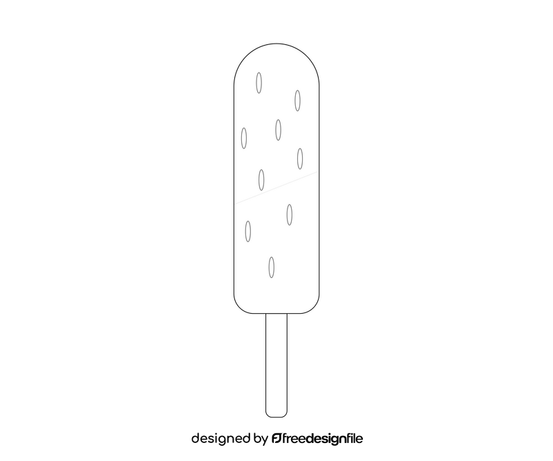 Cartoon fruit ice cream black and white clipart