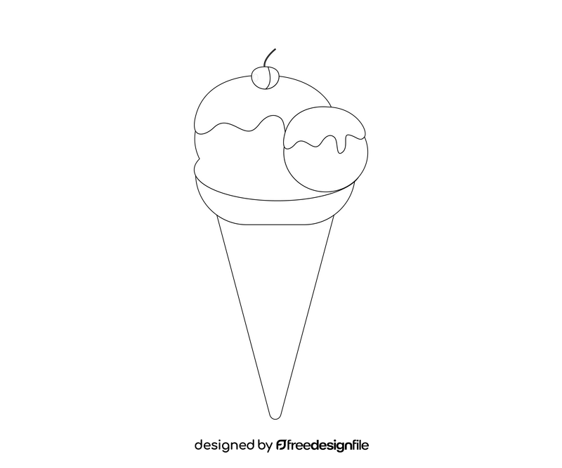 Free ice cream cone black and white clipart