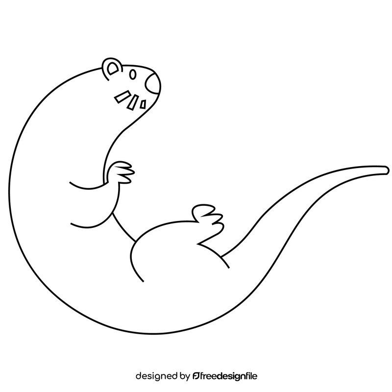 Otter cartoon black and white clipart
