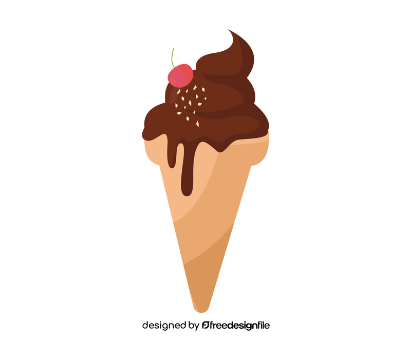 Chocolate with cherry cone ice cream clipart