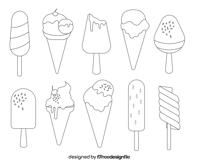 Sweet ice cream black and white vector