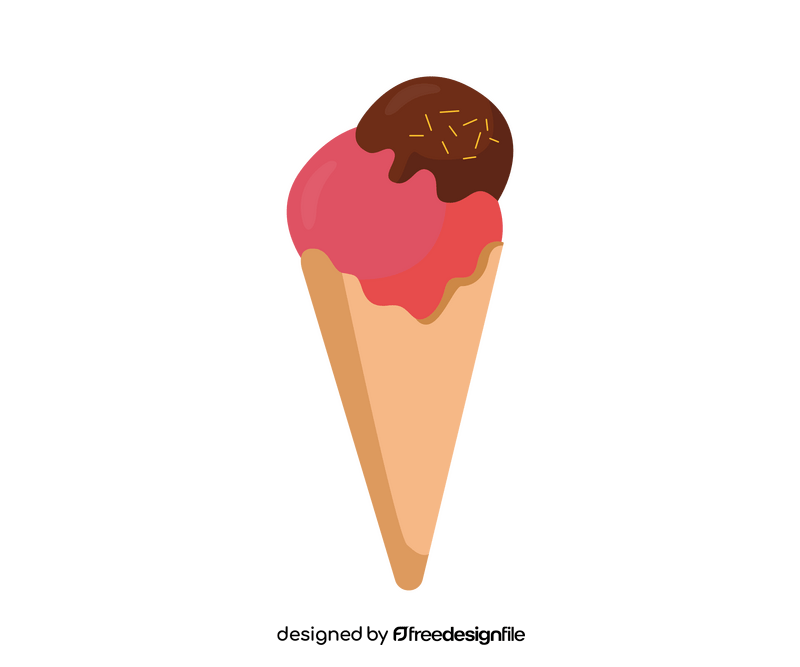 Ice cream cone with two scoops clipart