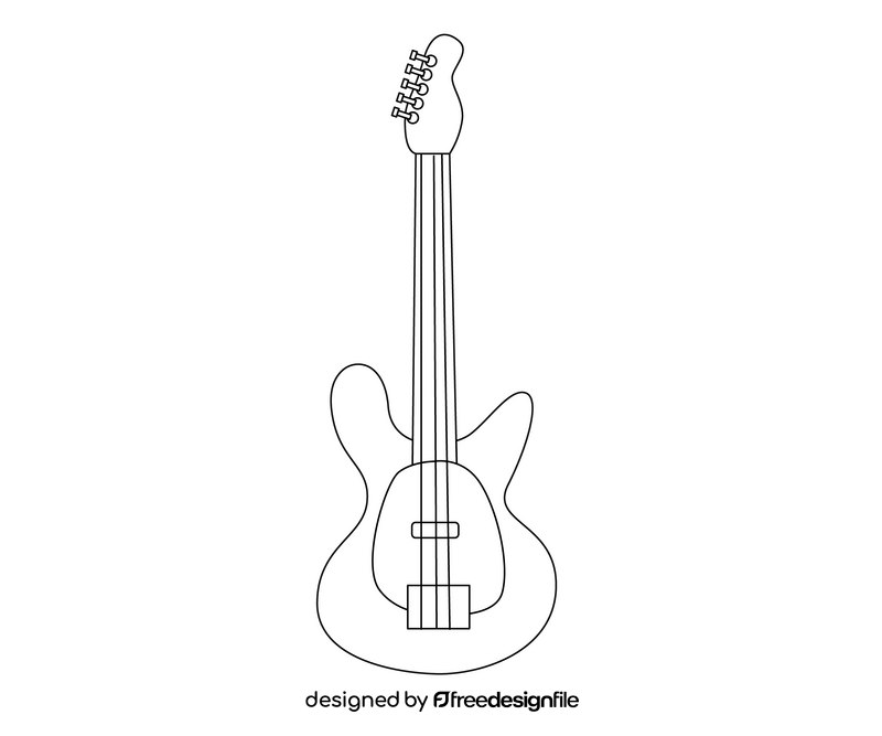 Electric guitar musical instrument black and white clipart