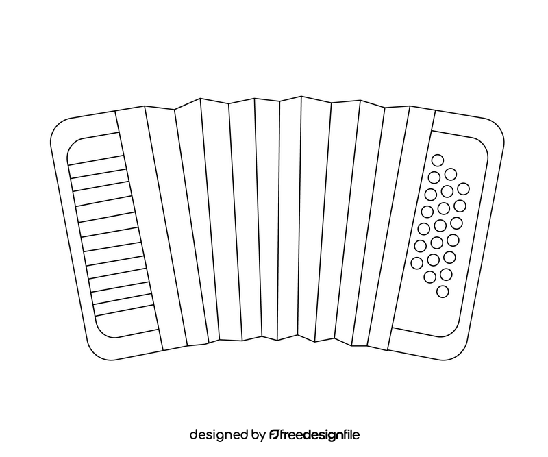 Music instrument accordion cartoon black and white clipart