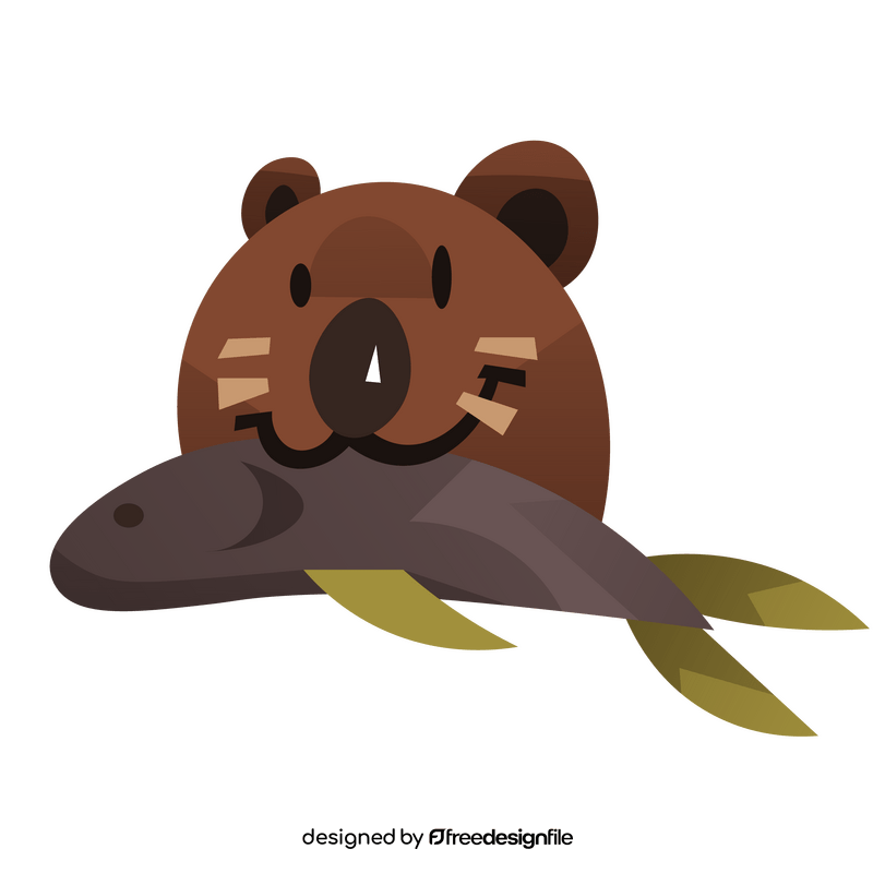Cute otter fish eating clipart