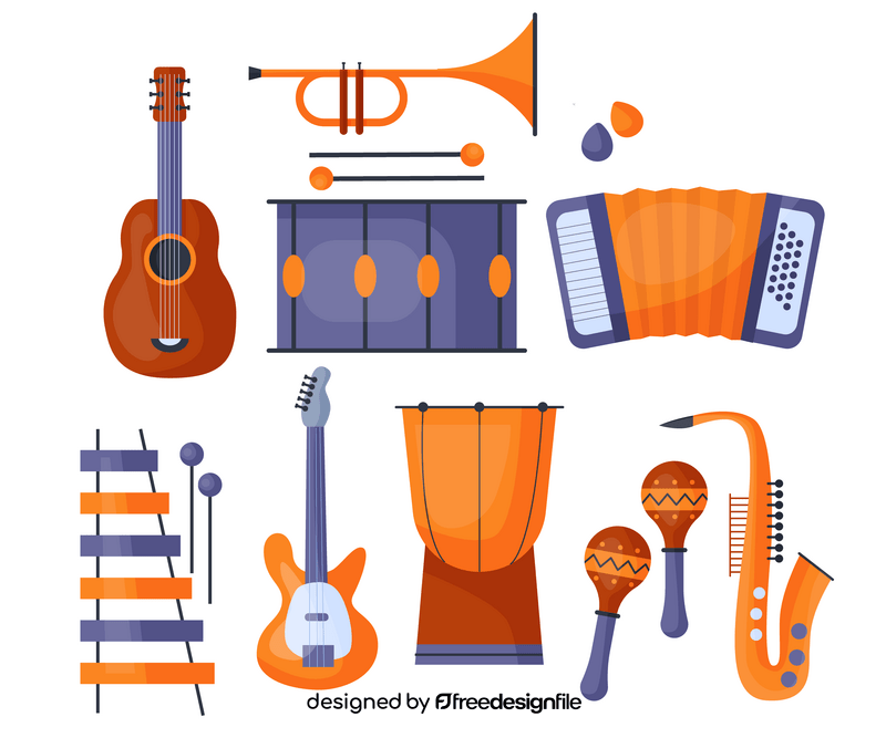 Cartoon musical instruments vector