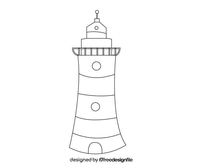 Free lighthouse by the sea black and white clipart