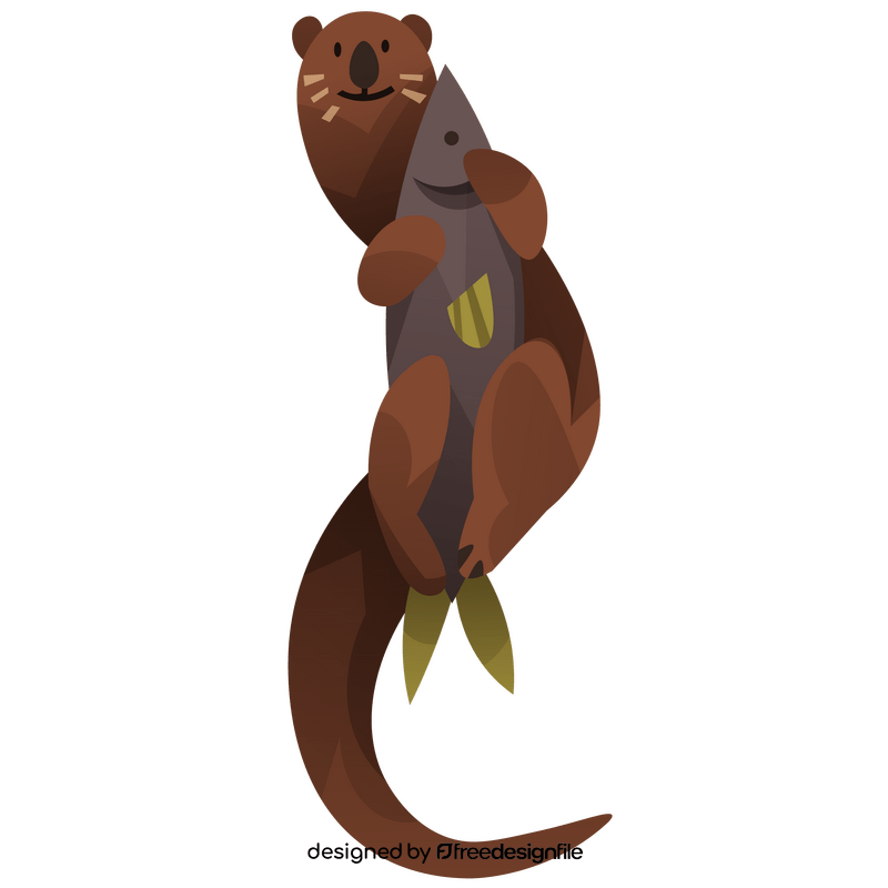 Otter with fish clipart