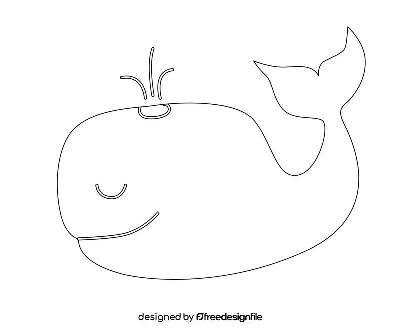 Cartoon whale black and white clipart