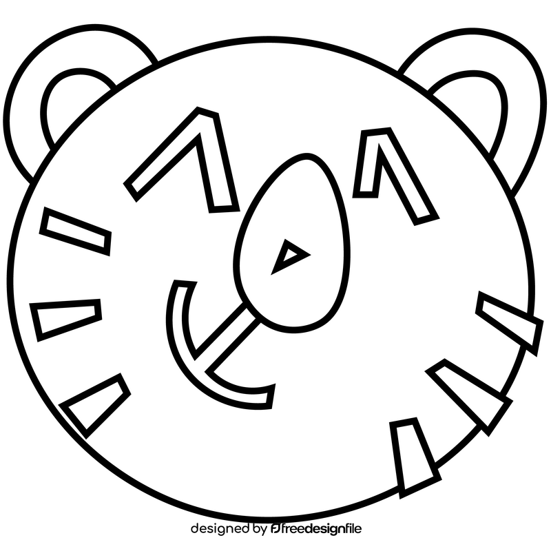 Happy otter face black and white clipart